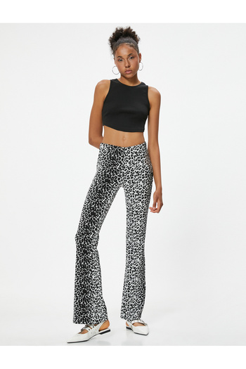 Koton Spanish Leg Slim Fit Leopard Patterned Leggings Trousers