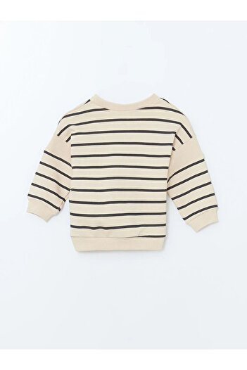 LC Waikiki Lcw Baby Ecru Crew Neck Striped Baby Boy Sweatshirt