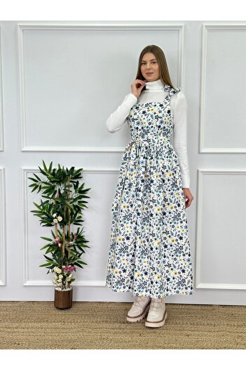 Moda Lippa Gilet albastru cu imprimeu floral pe umăr