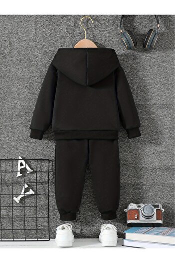 Let's Wear Cat Printed Premium 3Rd İplik Compact Sweatshirt & Sweatpants Set - 2 Piece Sportswear Set