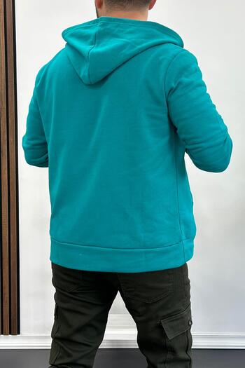 Edwox Turquoise Hooded 3 Thread Cardigan - Edw223