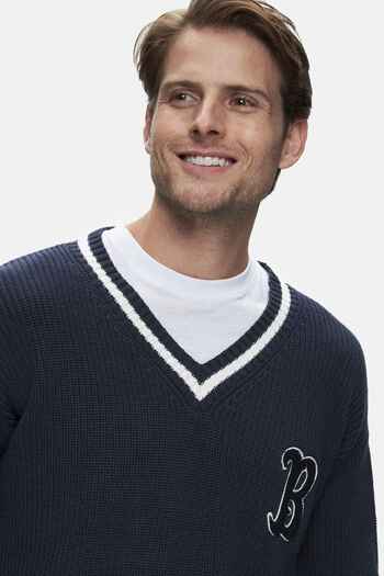 UCLA Ανδρικό πλεκτό HEYOKA Navy Blue Crew Neck Κεντημένο Loose Fit