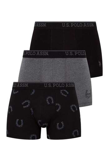 U.S. Polo Assn. Ανδρικό Anthracite Melange - Μαύρο Boxer 3 τεμαχίων