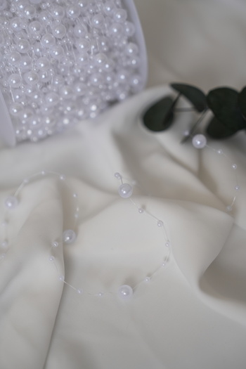 İstoria Bridal 5Meter Fringed White Pearl, Engagement-Hobby Ornament, Pearl, Bouquet Ornament