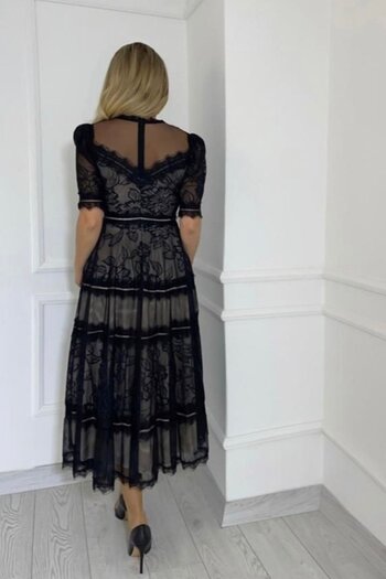 gesmoda M1376 Lace Design Dress Black