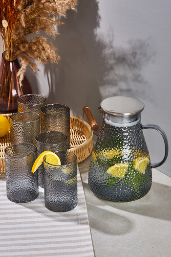 Perotti Savio Smoked 7 Piece Glass and Jug Set