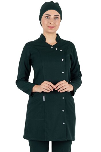Alsancak Üniforma Luxe Hijab Σκούρο πράσινο χοντρό ύφασμα Lycra Hijab Nurse Jersey and Doctor Jersey