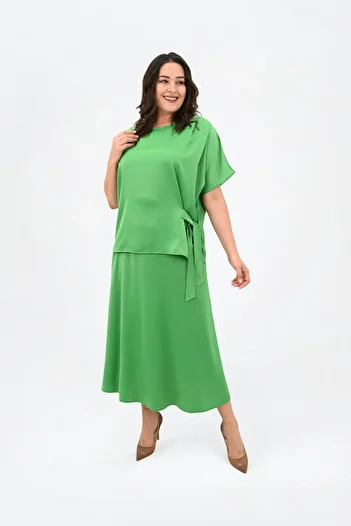 Koza Butik Women's Plus Size Satin Skirt Set 6310-25
