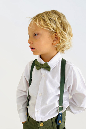 LULU Kids "Oxford" Boy's Suit Set of 4 with Bow Tie and Slopet