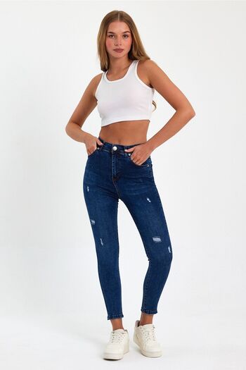 geenz manifacture Mary Lazer Detail Blue High Waist Slim Skinny Jean
