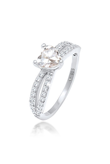ELLI Inel de logodnă Solitaire cu cristale de zirconiu din argint 925