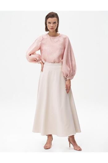 Kayra Basic Flared Skirt Stone