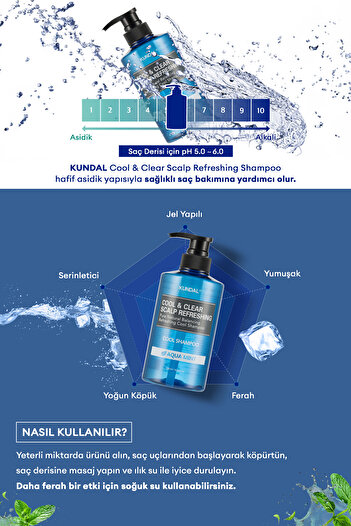 Kundal Canlandıcı Ve Ferahlatıcı Saç Bakım Şampuanı Cool & Clear Scalp Refreshing 500ml (AQUA MİNT)