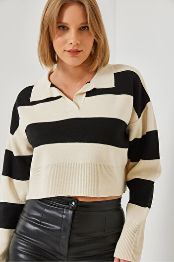 Bianco Lucci Women's Polo Neck Knitwear Sweater 5684 60261026