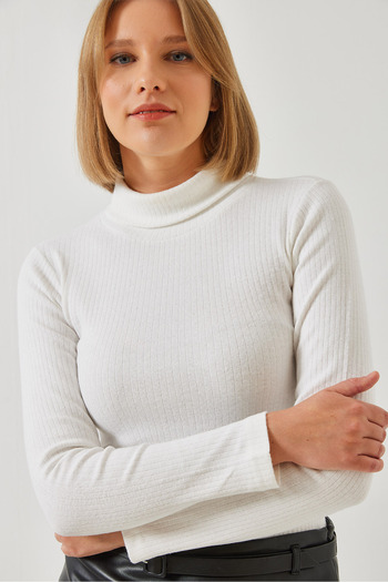 Bianco Lucci Women's Turtleneck Report Basic Blouse 0009 60351047