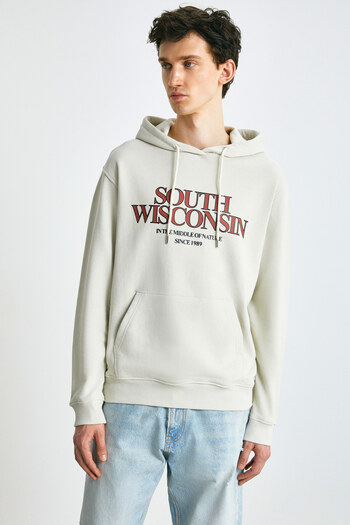 GRIMELANGE GAREN Herren-Sweatshirt mit weichem Fleece-Aufdruck und normaler Kordel in Hellgrau