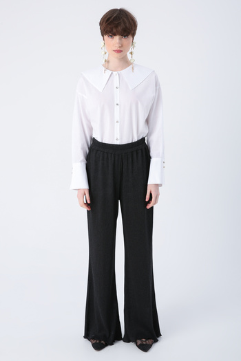 ALLDAY Anthracite Pleated Wide Leg Trousers with Elastic Waist