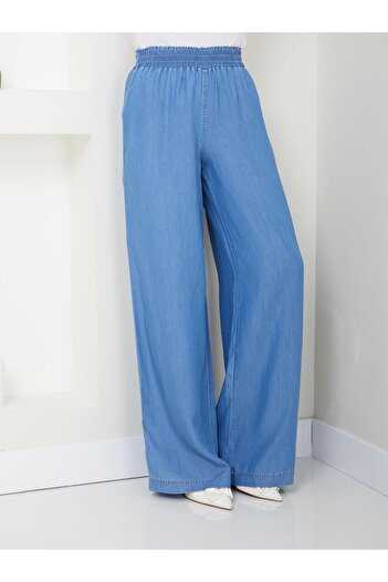 Doque Women's Relaxed Fit Thin Flowy Jeans - Elastic Waist, Wide Leg 59015