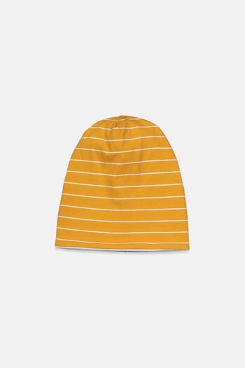 Tchibo Double Sided Unisex Striped Beret - Blue and Yellow
