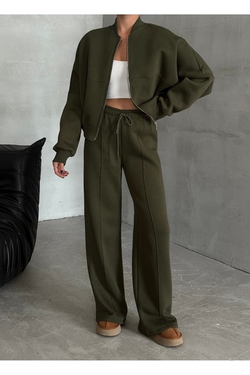 Laluvia Khaki Charlotte 3 Yarn Tracksuit Set