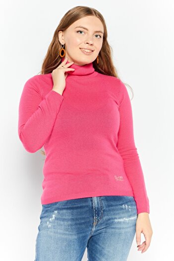 Cavalli Class Women High Neck Long Sleeve Brand Logo Sweater, Pink