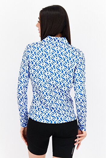 Gottex Women Sportswear Fit Long Sleeve Front Zip Jacket, Blue