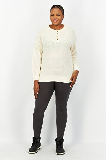 Esprit Women Round Neck Textured Sweater, Off White