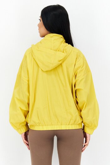 Levi's Women Hooded Zip Up Long Sleeve Windbreaker Jacket, Dark Yellow