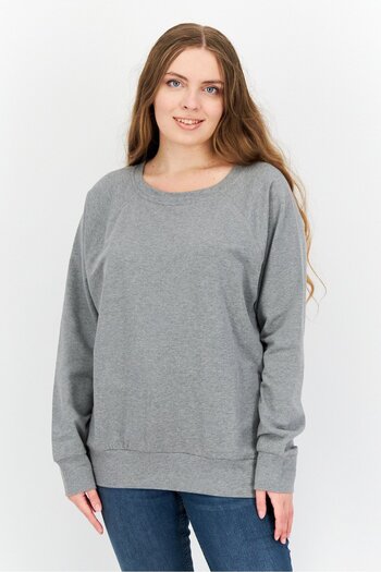 Felina Women Crew Neck Long Sleeve Heather Sweatshirt, Slate Grey