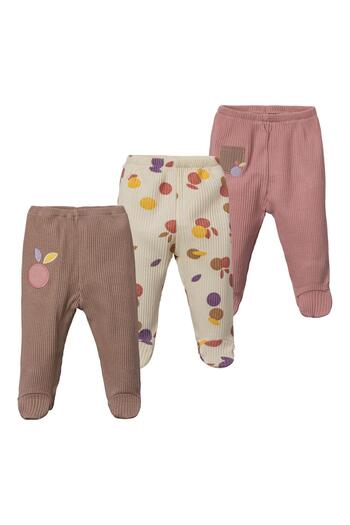 Lolons Speckle Themed Baby Girl Triple Booties Single Bottom Cream