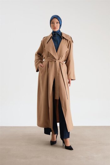 Armine Camel Oversize Modal Trench Coat - 24Y8712