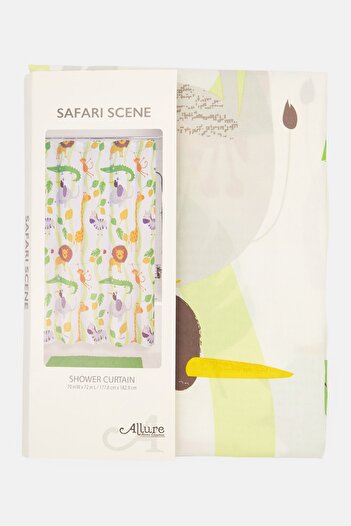 Allure Home Creations Safari Scene Shower Curtain 178 x 183 cm, White Combo