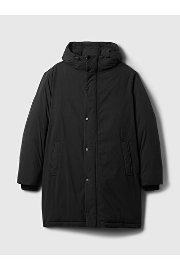 GAP Erkek Siyah PrimaLoft® P.U.R.E.™ Puffer Şişme Uzun Mont