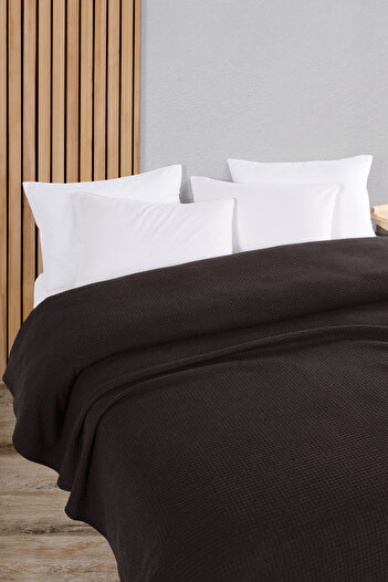Evim Cotton Aden Dark Brown Pique Bedspread Single - 160X230 cm