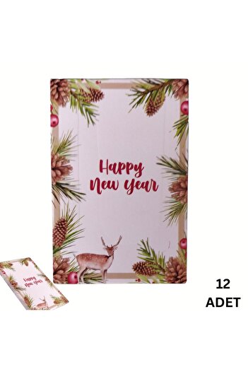 roco paper New Year Happy New Year Greeting Card, New Year Themed Gift, Note Cards, 12 Pieces, 5.5 X 8 cm