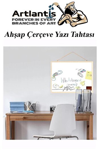 Artlantis Duvara Monte Beyaz Yazı Tahtası 60x90 cm 1 Adet Laminant Yazı Tahtası Ahşap Çerçeveli Askılı Okul Of