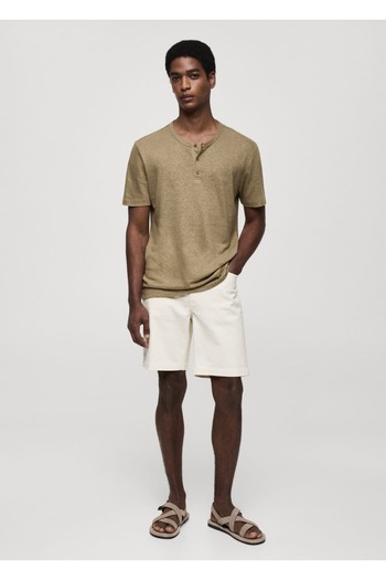 MANGO Man Tričko ze směsi lnu slim fit