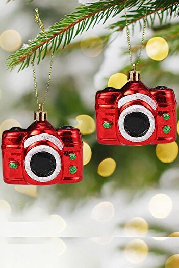 Patladı Gitti Christmas Pine Tree Ornament 2 Pieces Camera Decorative Ornament