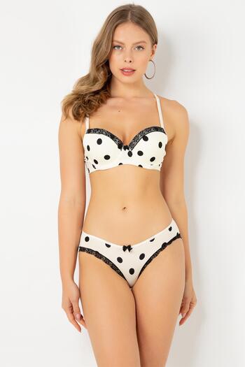 Miorre Unpadded Polka Dot Patterned Bra Set