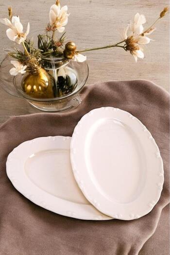 Digithome Liana 2-Piece 30 cm Porcelain Boat Plate Cream Tl 4012321   C320.225