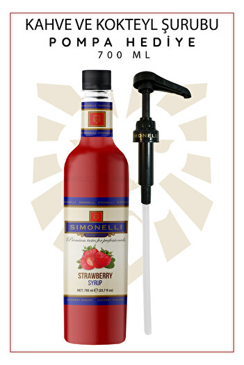 Simonelli Kahve Ve Kokteyl Şurubu Çilek Aromalı 700 ml Pompa Hediyeli