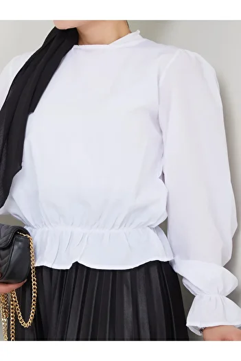 MODAQU Μπλούζα Gathered Hijab - Λευκή