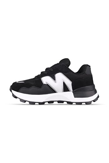 M.P. Women's Lace-Up Black-White Sneakers