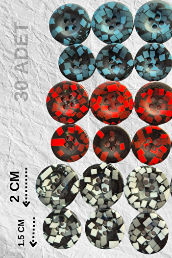 Kent Pazarı 3 Colors 30 Pcs Baby Vest Knitting Button - Large & Small