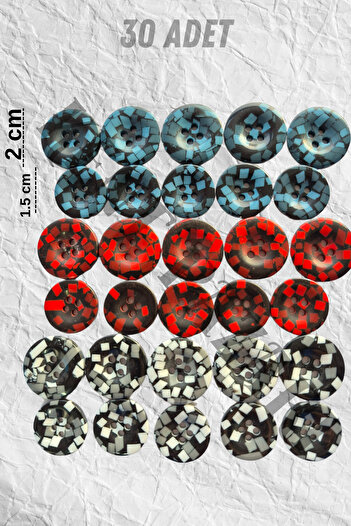 Kent Pazarı 3 Colors 30 Pcs Baby Vest Knitting Button - Large & Small