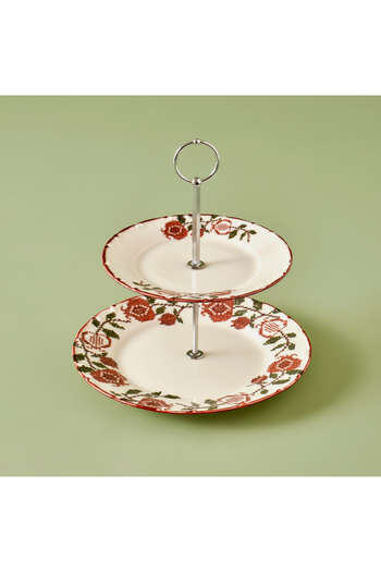 Bella Maison Jolly Porcelain 2-Tier Cookie Holder Red
