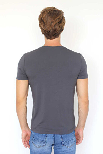 DOSXX Erkek Slim Fit 0 Yaka Bambu T-shırt