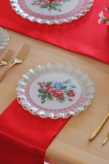 Glore Maudie Gold Gilded Glass Cake Plate Set for 6 People