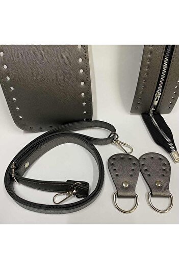 orhanucuzluk 5 Piece Bag Set Beige (Base + Leather Zipper + Handle + Insect)