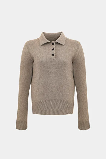 Açelya Okcu Pulover de damă premium cu gât polo din amestec de lână